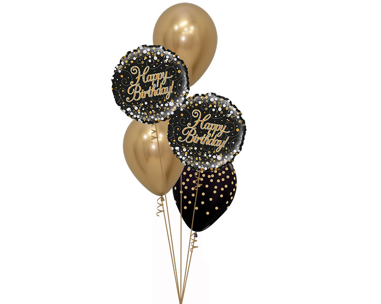 Ballonboeket Birthday Black Gold Confetti